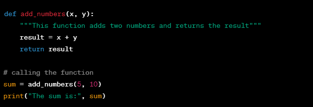 addition of two numbers in python using functions